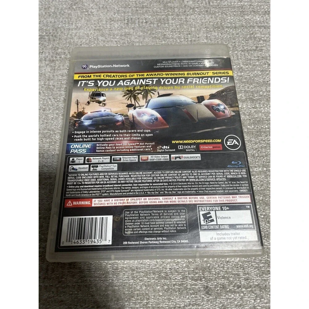 Need for Speed: Hot Pursuit PlayStation 3 PS3, 2010
